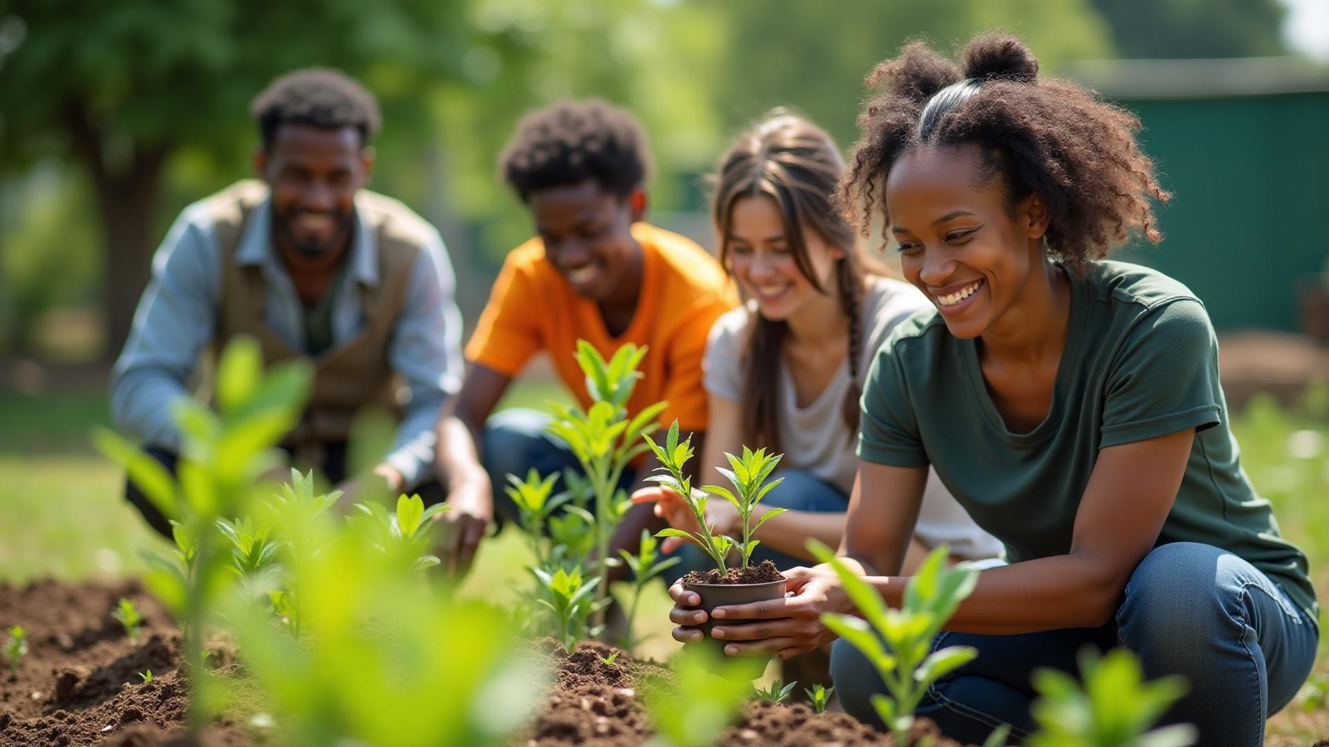Community members planting trees as part of Green Future Initiative